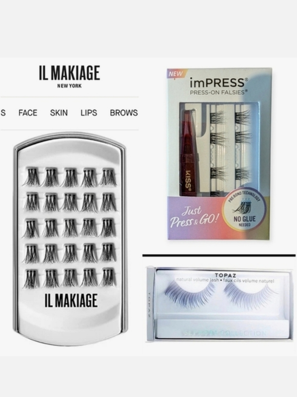 Lashes IL Makiage, Sephora and ImPress.
